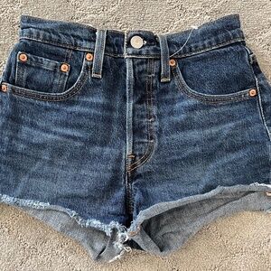 Levi’s Women’s 501 high rise cut off denim jean short shorts Sz 24